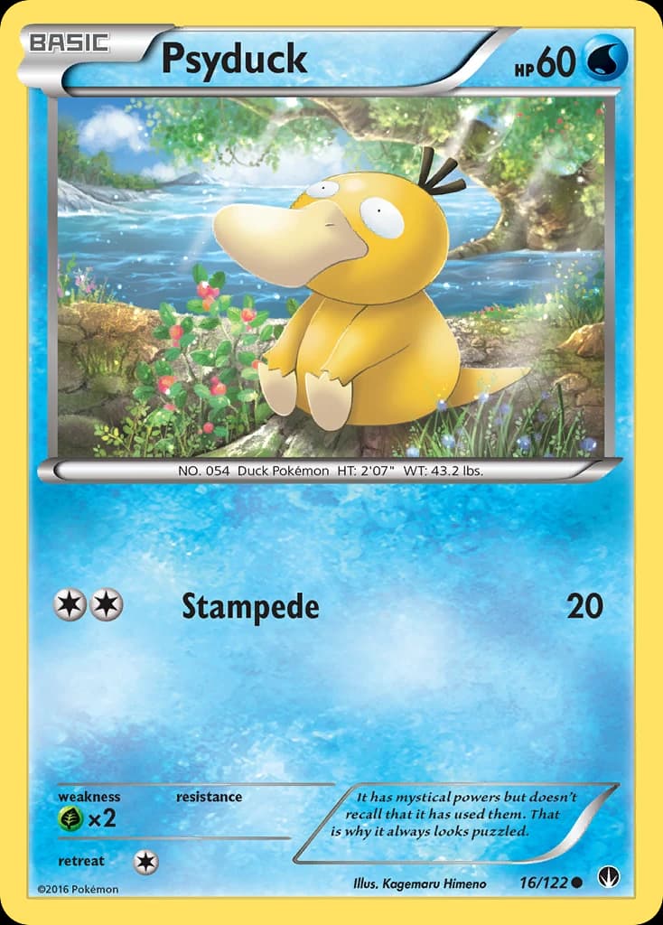 Psyduck, BREAKpoint 16/122; representative English card scan; edition, finish and stamps may differ