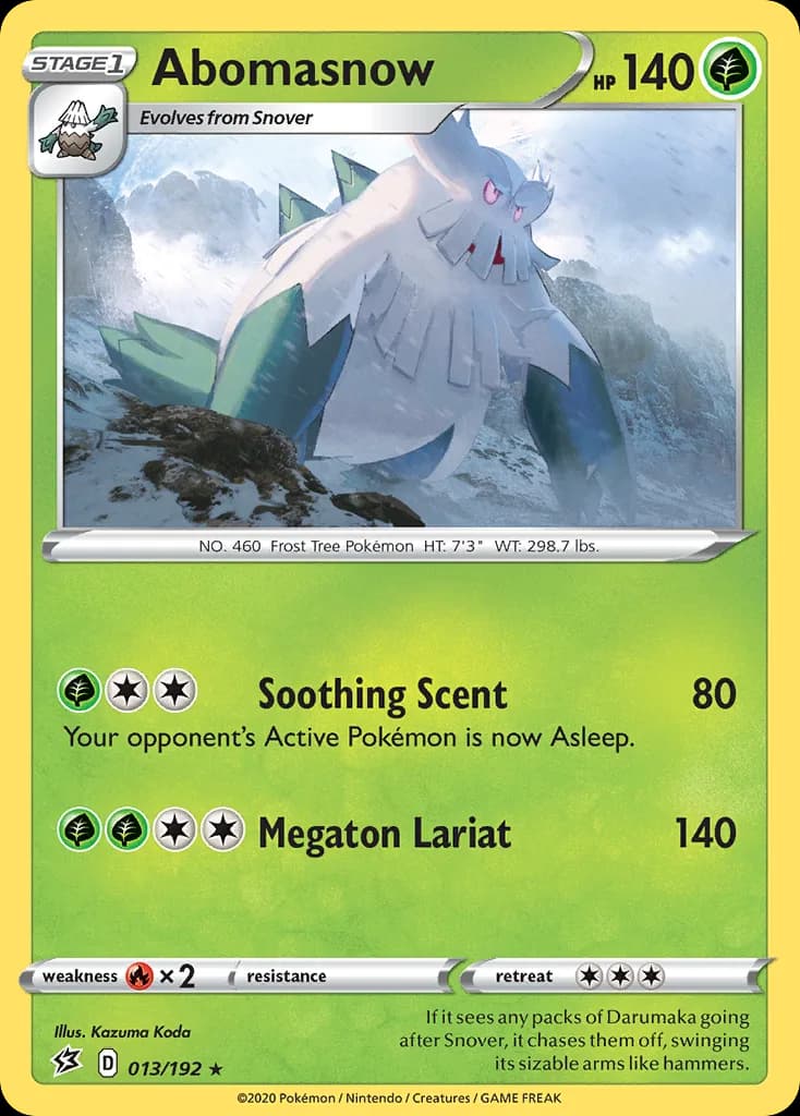 Rebel Clash Abomasnow card front, 13/192