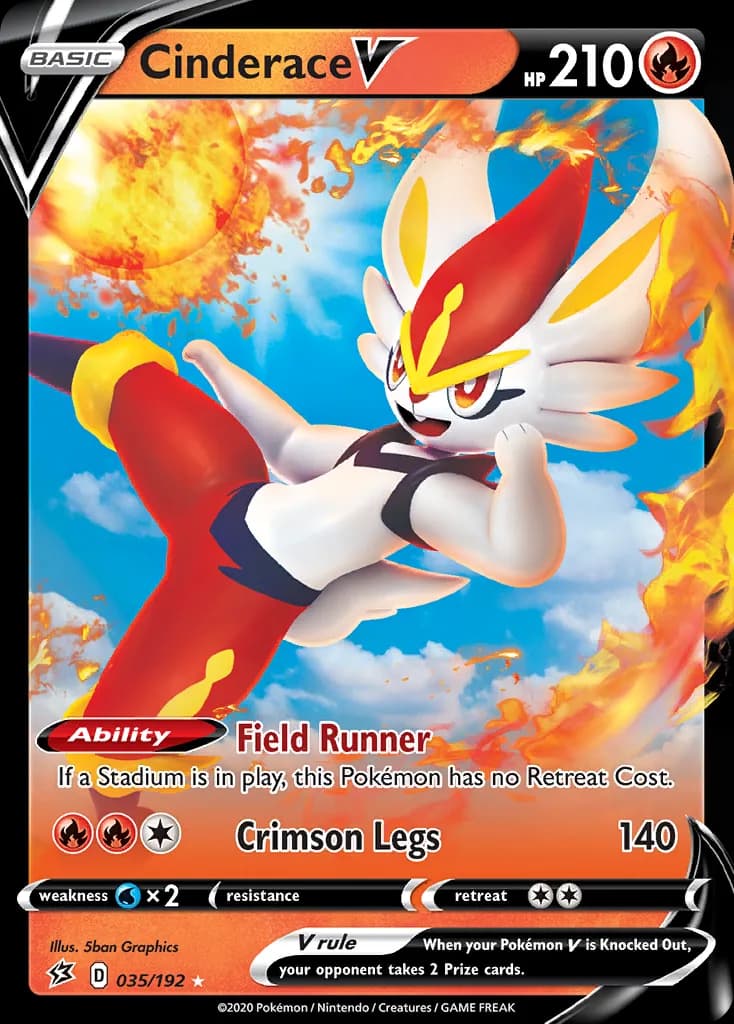 Rebel Clash Cinderace V card front, 35/192