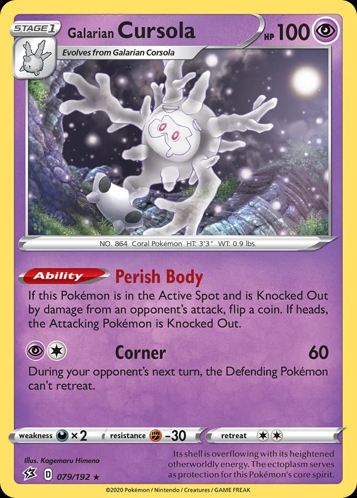 Rebel Clash Galarian Cursola card front, 79/192