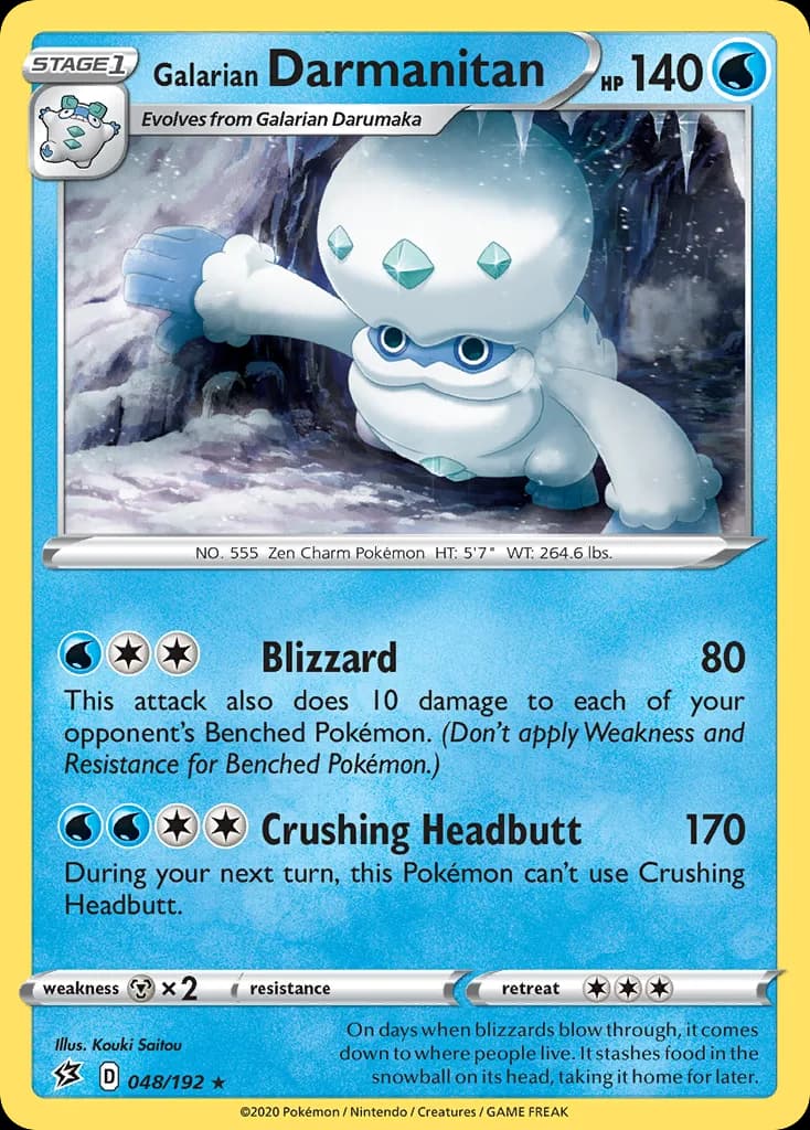 Rebel Clash Galarian Darmanitan card front, 48/192