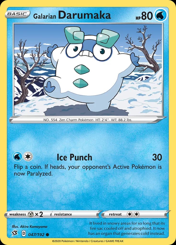 Rebel Clash Galarian Darumaka card front, 47/192