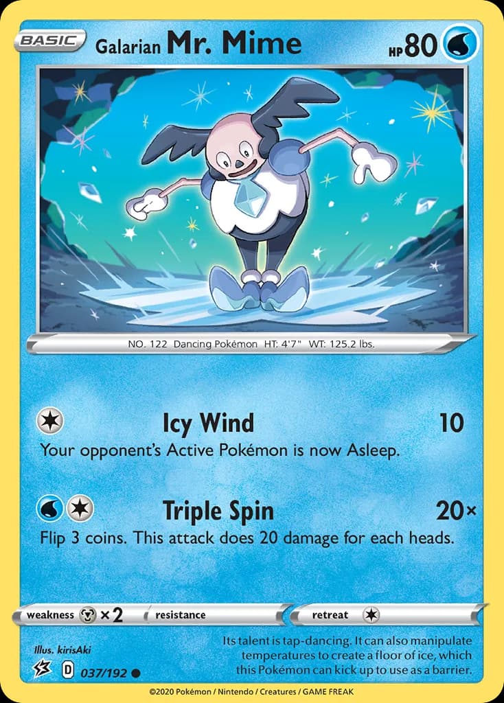 Rebel Clash Galarian Mr. Mime card front, 37/192