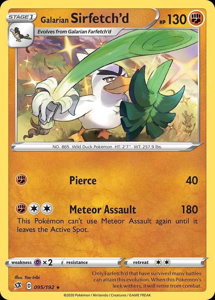 Rebel Clash Galarian Sirfetch'd card front, 95/192
