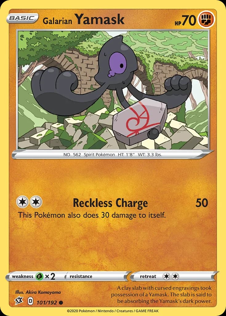 Rebel Clash Galarian Yamask card front, 101/192