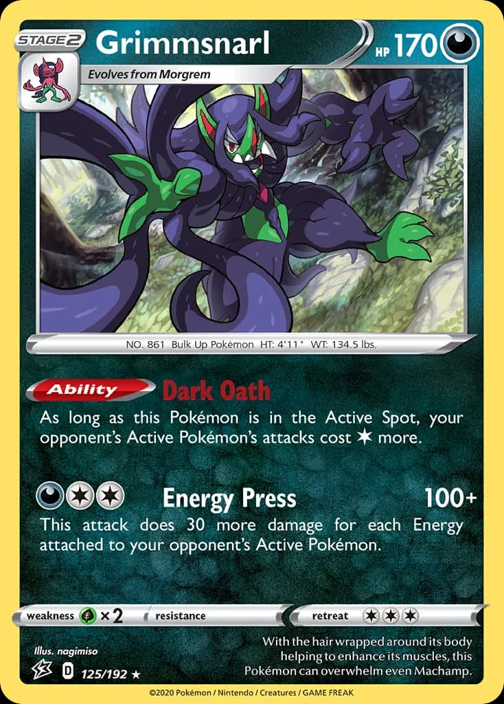 Rebel Clash Grimmsnarl card front, 125/192