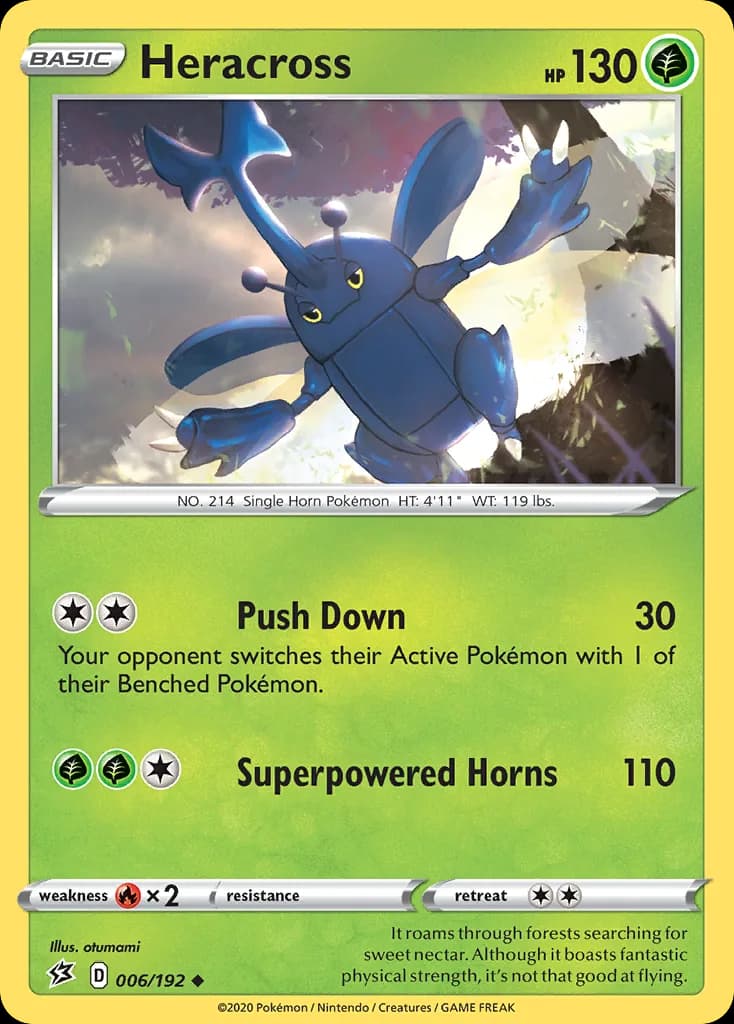 Heracross card front, Rebel Clash 6/192