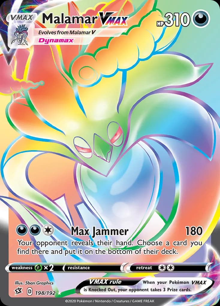 Rebel Clash Malamar VMAX card front, 198/192