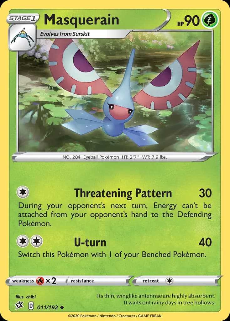 Rebel Clash Masquerain card front, 11/192