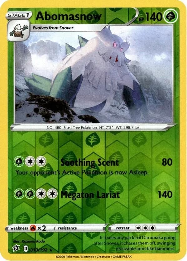 Abomasnow reverse holo card front, Rebel Clash 13/192