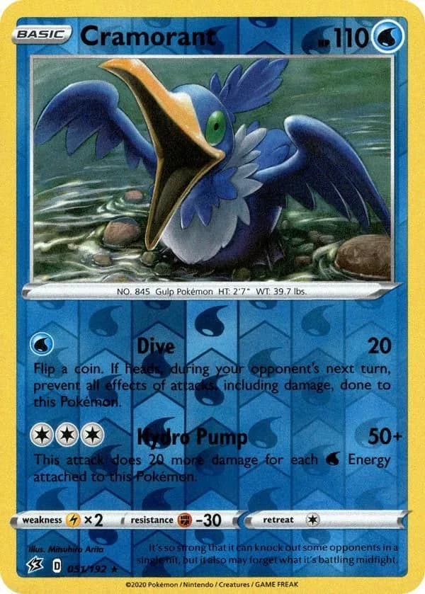 Cramorant reverse holo card front, Rebel Clash 51/192