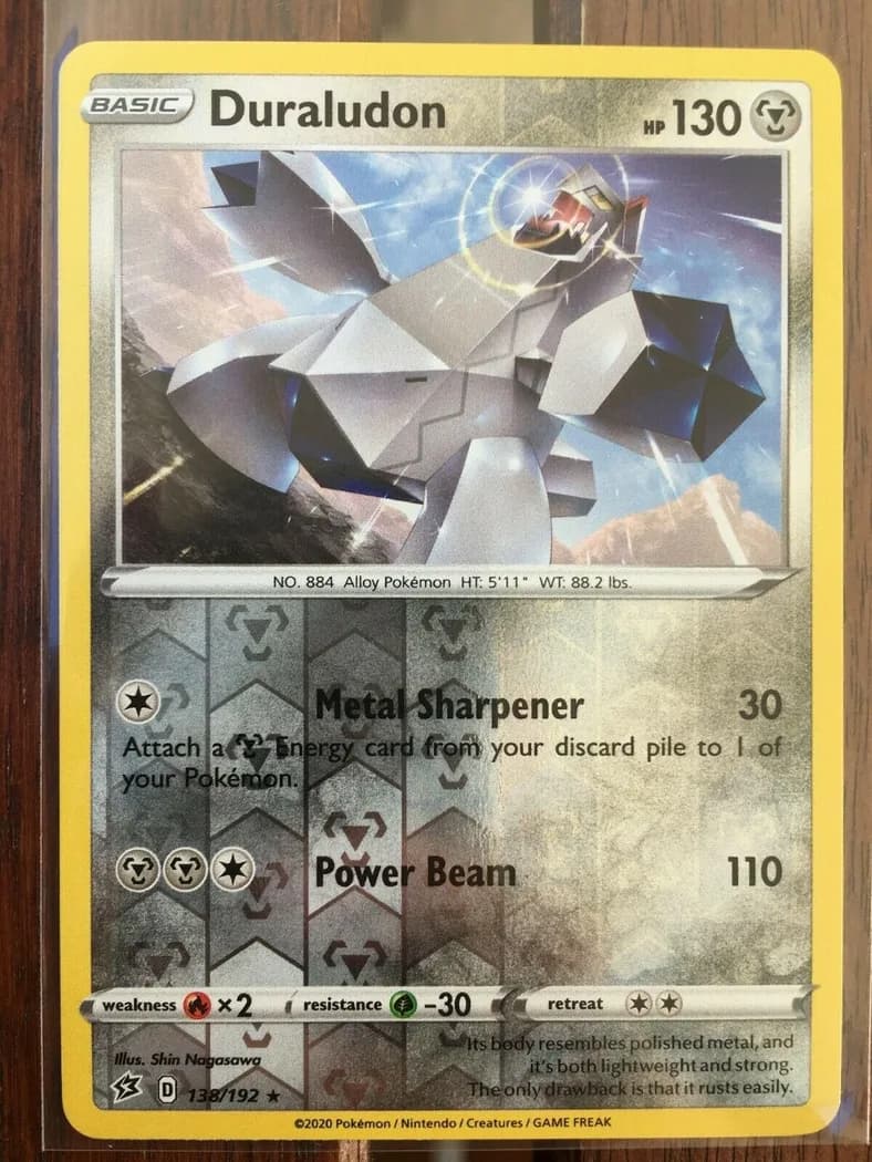 Duraludon reverse holo card front, Rebel Clash 138/192