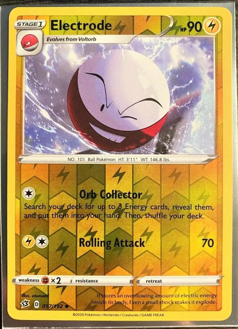Electrode reverse holo card front, Rebel Clash 57/192