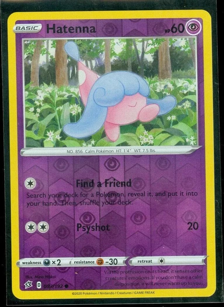 Hatenna reverse holo card front, Rebel Clash 83/192