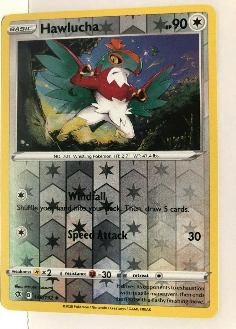 Hawlucha reverse holo card front, Rebel Clash 148/192