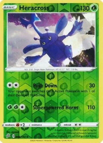Heracross reverse holo card front, Rebel Clash 6/192