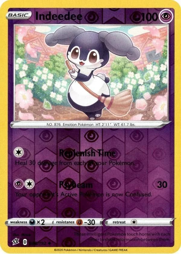 Indeedee reverse holo card front, Rebel Clash 88/192