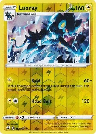 Luxray reverse holo card front, Rebel Clash 62/192