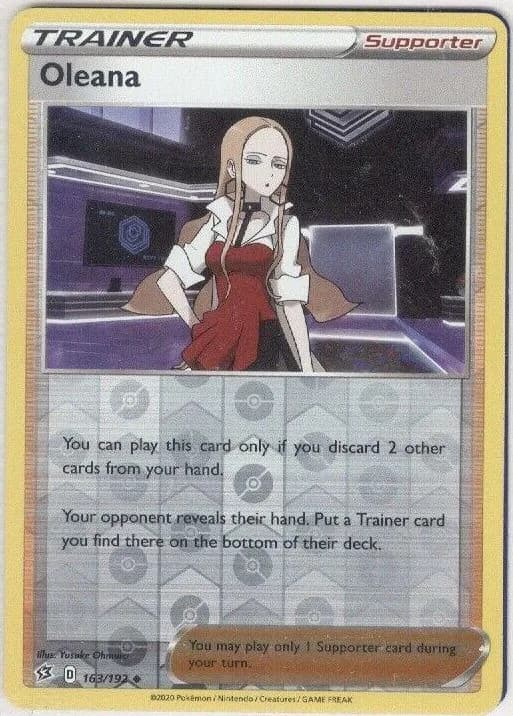 Oleana reverse holo card front, Rebel Clash 163/192
