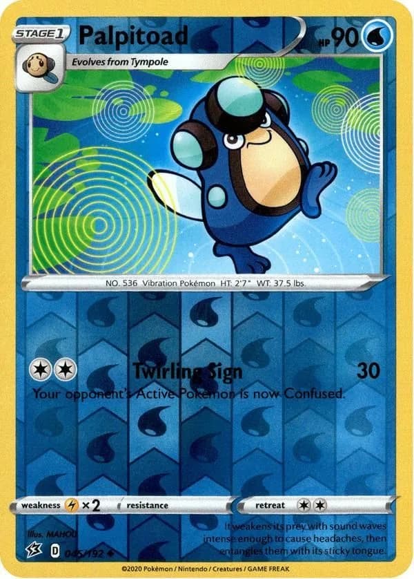 Palpitoad reverse holo card front, Rebel Clash 45/192