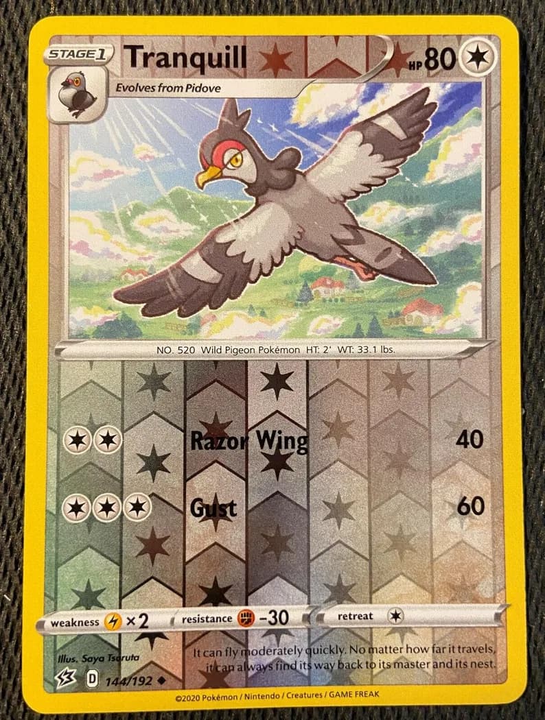 Tranquill reverse holo card front, Rebel Clash 144/192