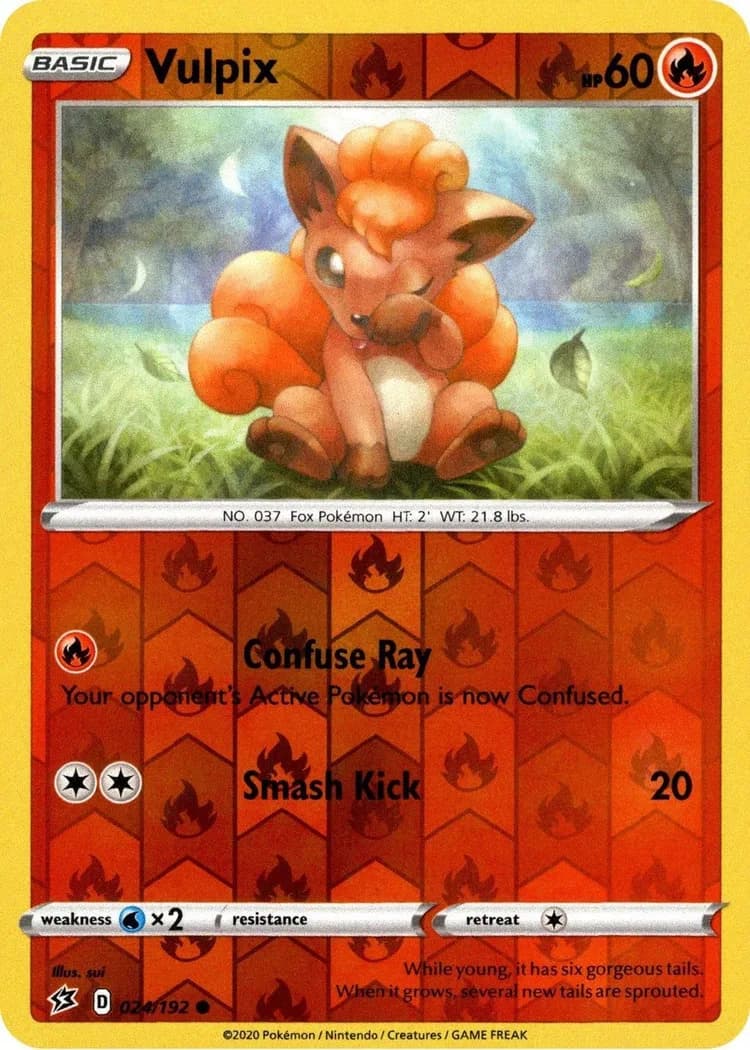 Vulpix reverse holo card front, Rebel Clash 24/192