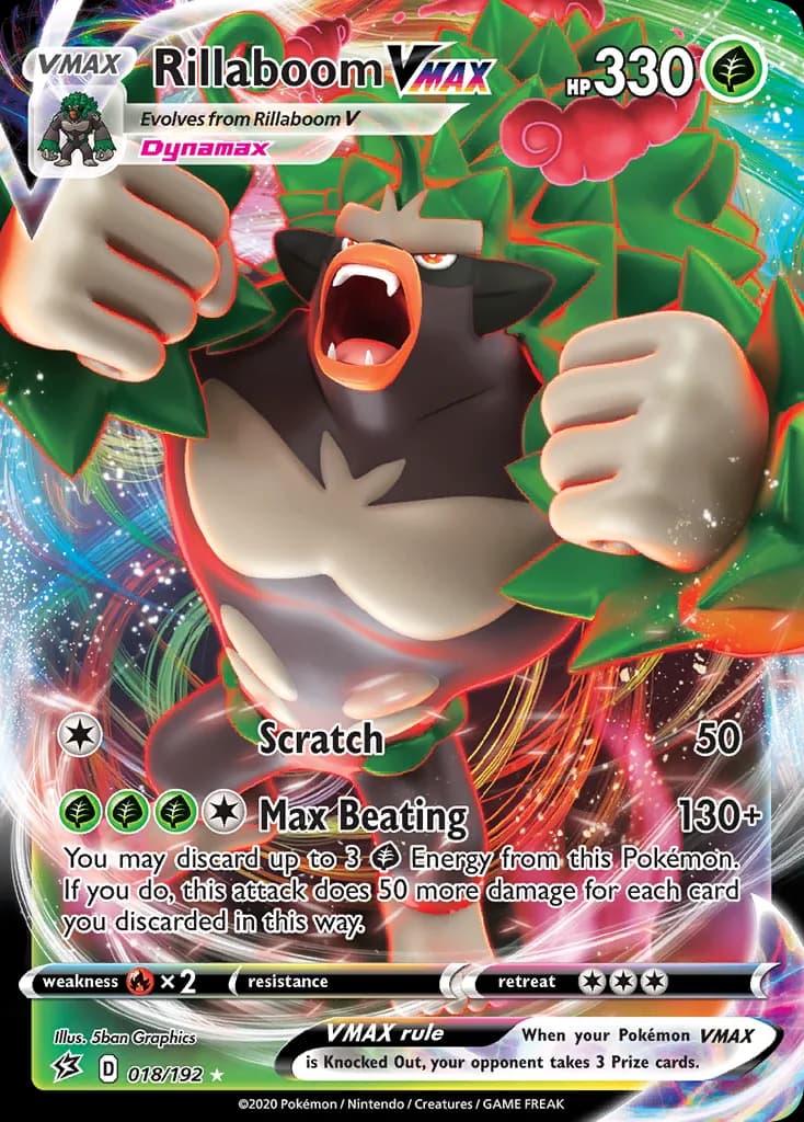 Rebel Clash Rillaboom VMAX card front, 18/192
