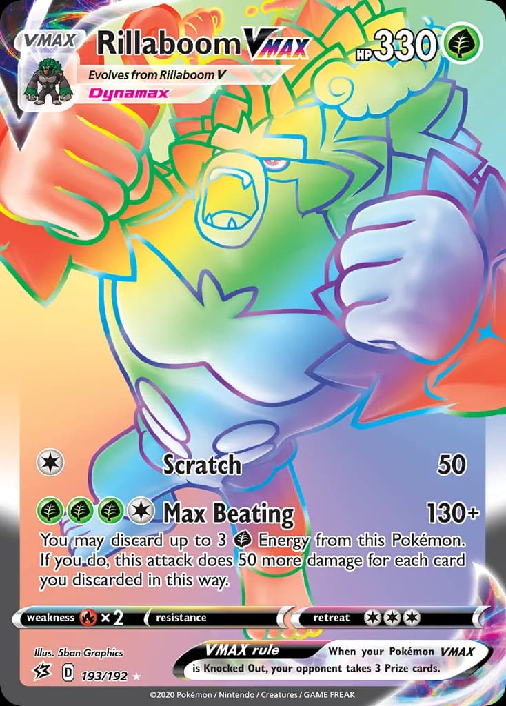 Rebel Clash Rillaboom VMAX card front, 193/192