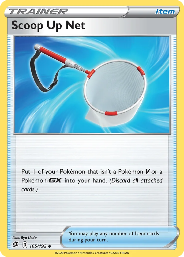 Scoop Up Net, Rebel Clash 165/192, English non-holo base-card reference; reverse-holo finish is not shown