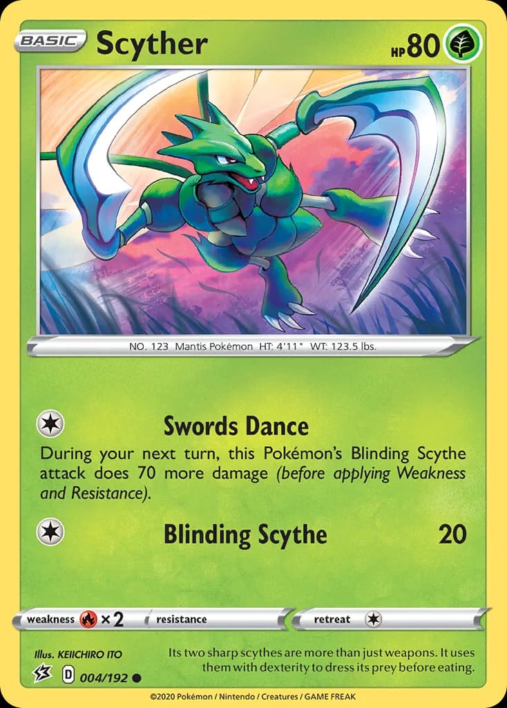 Rebel Clash Scyther card front, 4/192