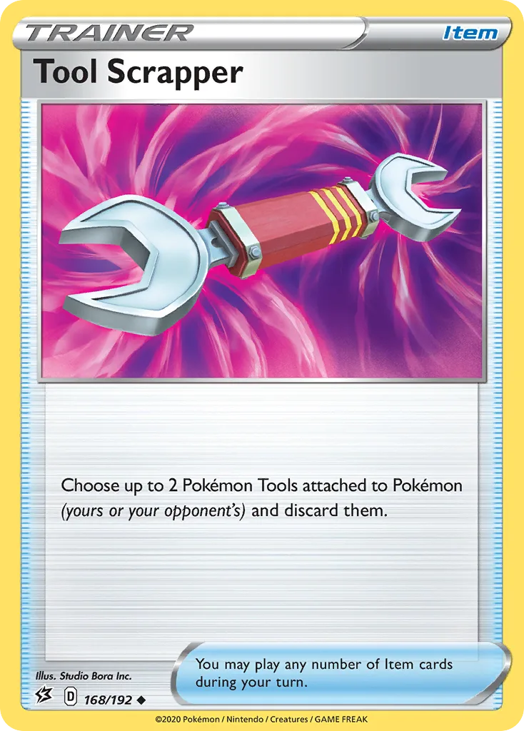 Tool Scrapper, Rebel Clash 168/192, English non-holo base-card reference; reverse-holo finish is not shown