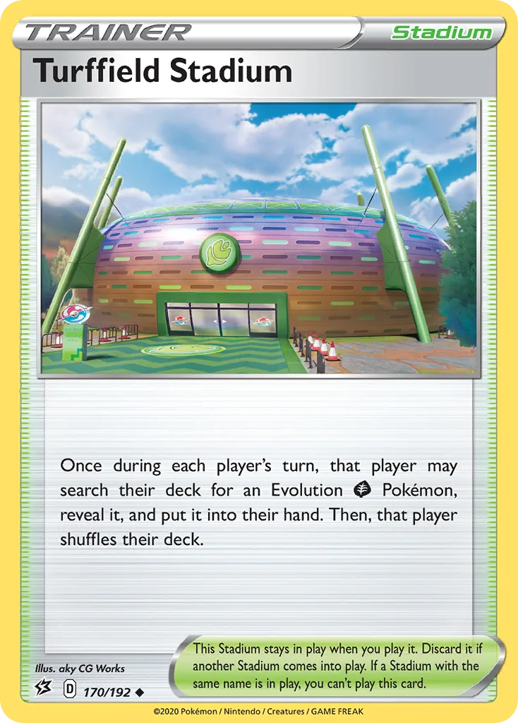Turffield Stadium, Rebel Clash 170/192, English non-holo base-card reference; reverse-holo finish is not shown