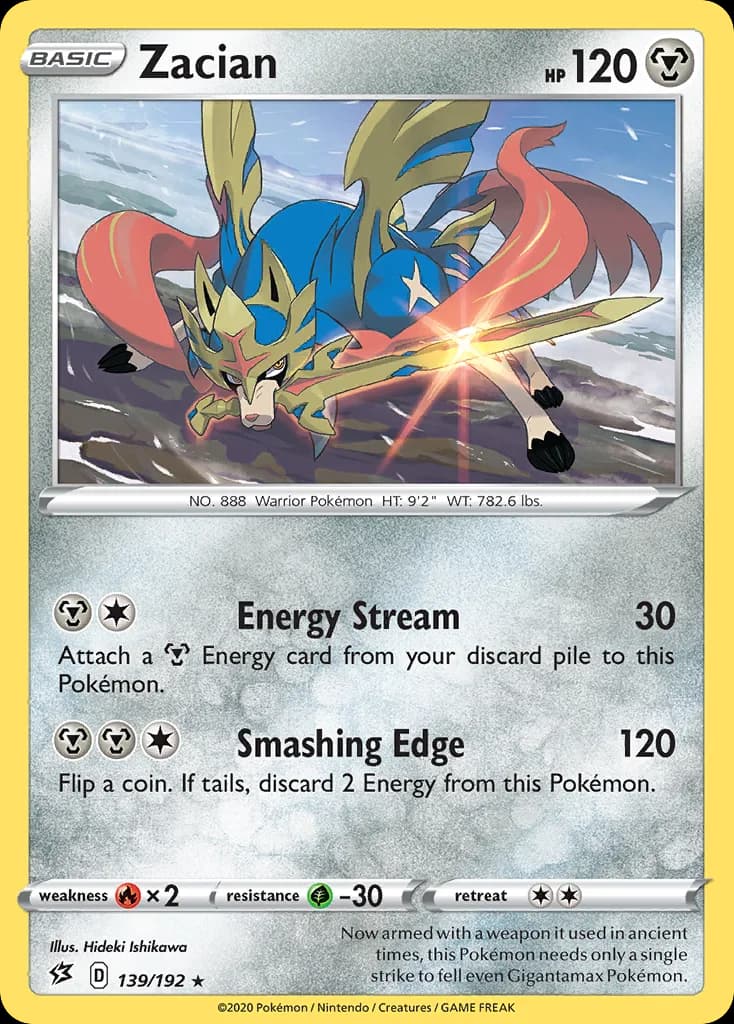 Rebel Clash Zacian card front, 139/192