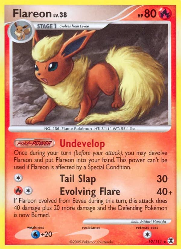 Rising Rivals Flareon card front, 19/111