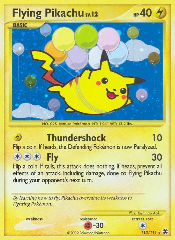 Rising Rivals Flying Pikachu card front, 113/111