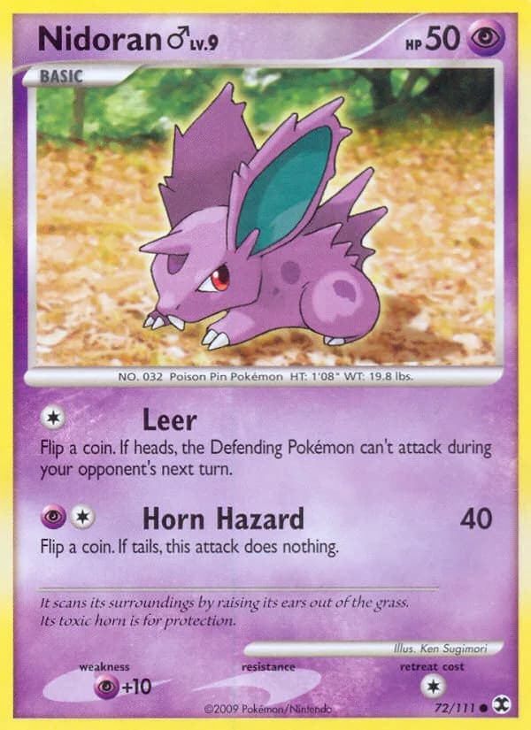Rising Rivals Nidoran ♂ card front, 72/111