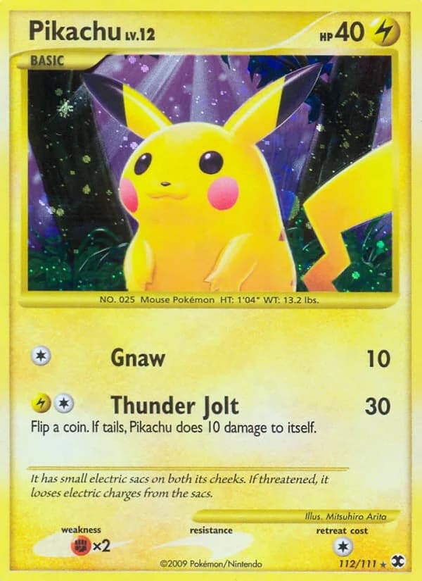 Rising Rivals Pikachu card front, 112/111