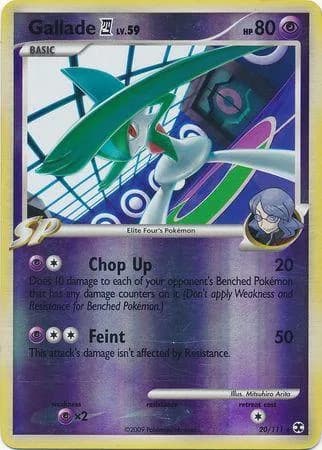 Gallade E4 reverse holo card front, Rising Rivals 20/111