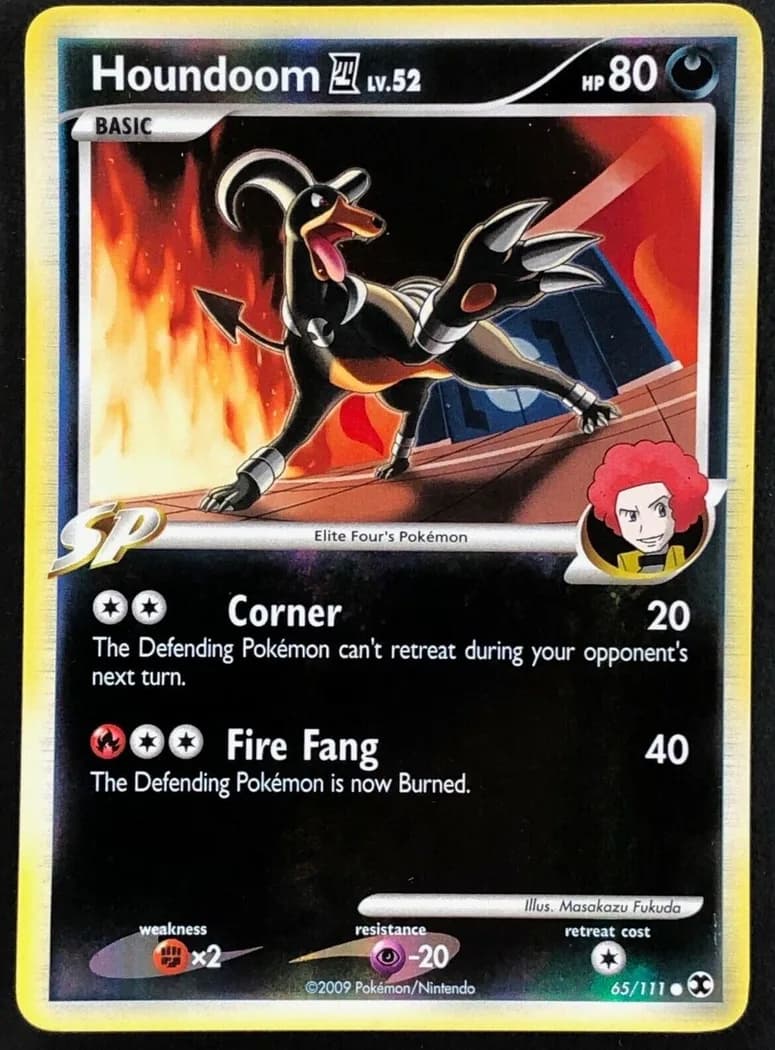 Houndoom E4 reverse holo card front, Rising Rivals 65/111