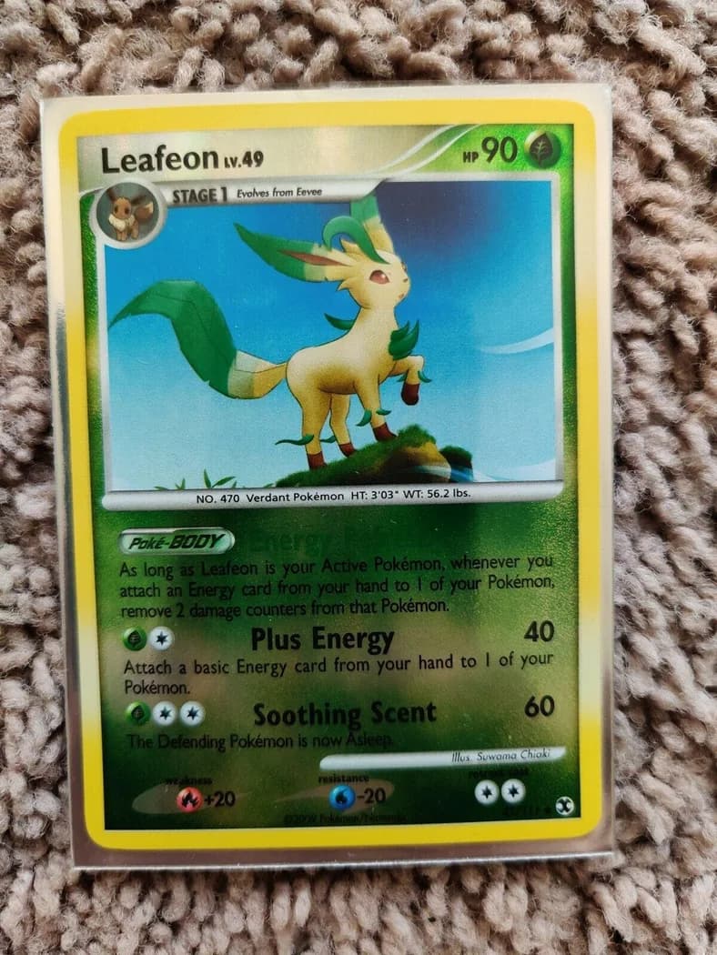 Leafeon reverse holo card front, Rising Rivals 45/111