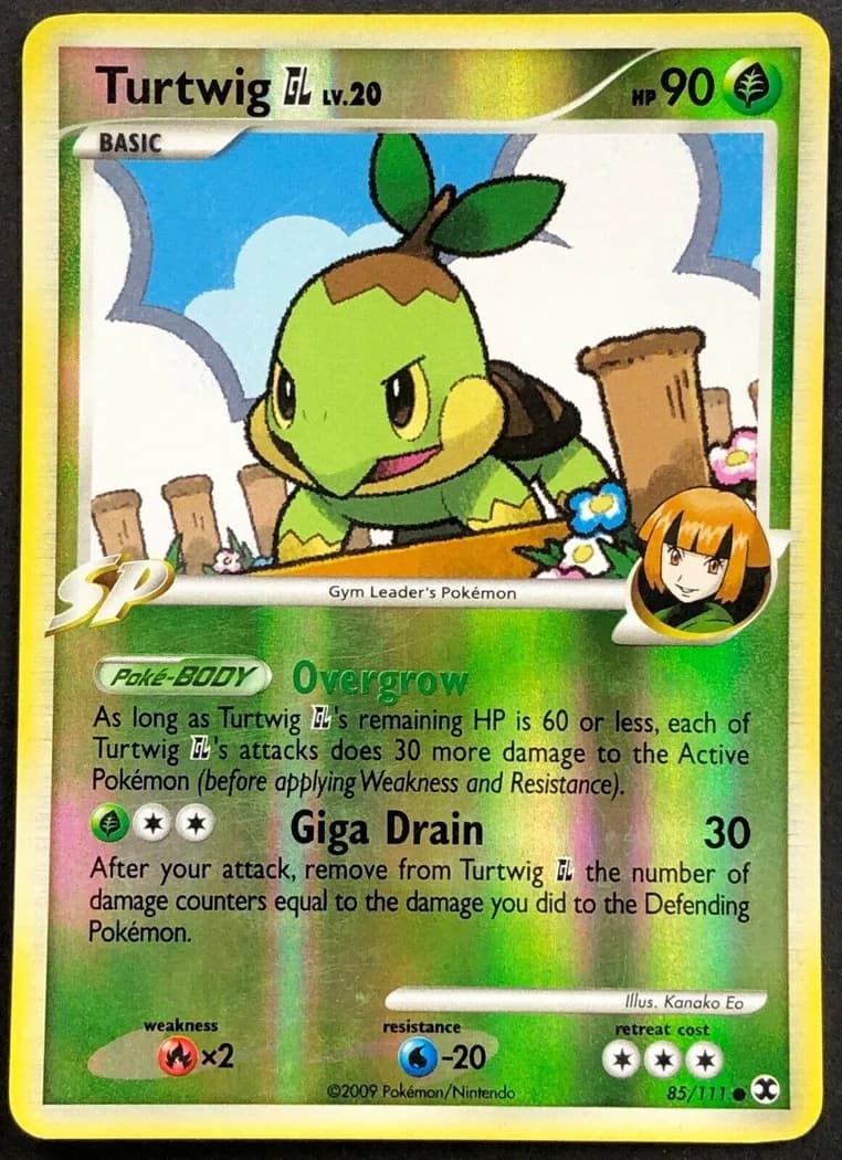 Turtwig GL reverse holo card front, Rising Rivals 85/111