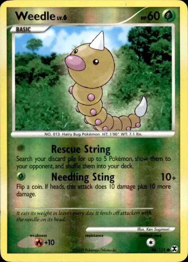 Weedle reverse holo card front, Rising Rivals 86/111