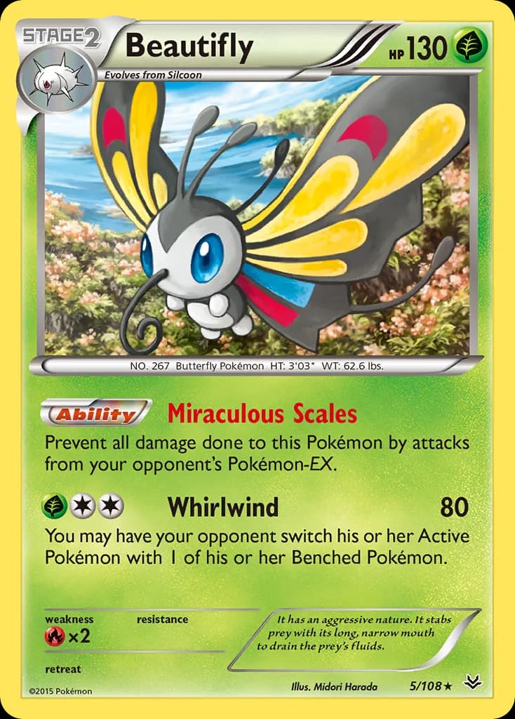 Roaring Skies Beautifly card front, 5/108