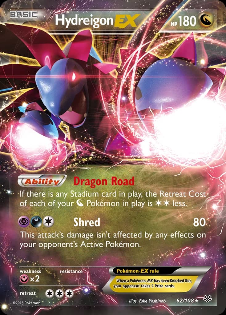 Hydreigon-EX card front, Roaring Skies 62/108