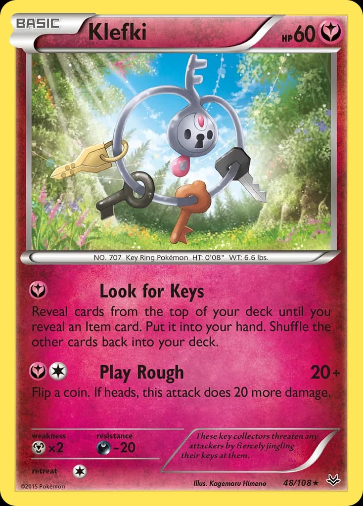 Roaring Skies Klefki card front, 48/108