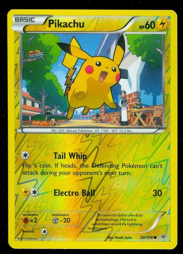 Roaring Skies Pikachu reverse holo card front, 20/108
