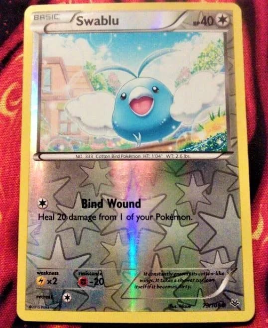 Swablu reverse holo card front, Roaring Skies 73/108