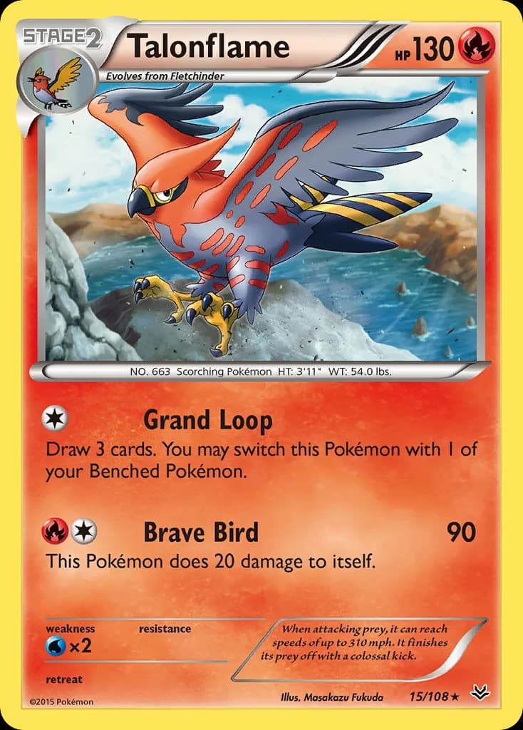 Roaring Skies Talonflame card front, 15/108