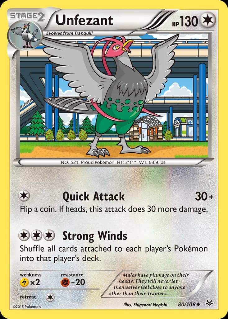 Roaring Skies Unfezant card front, 80/108