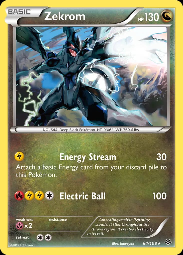 Zekrom card front, Roaring Skies 64/108